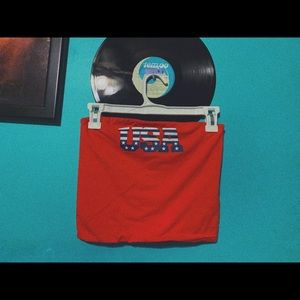 USA red cropped tube top